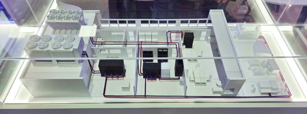 Physical miniature model of a scalable data center cooling infrastructure layout